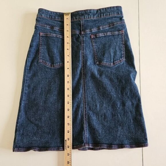 Esprit Denim Skirt Brand Size 3/4 / US XS Blue Midi Front Slit Zip Fly VTG Boho - Picture 10 of 12